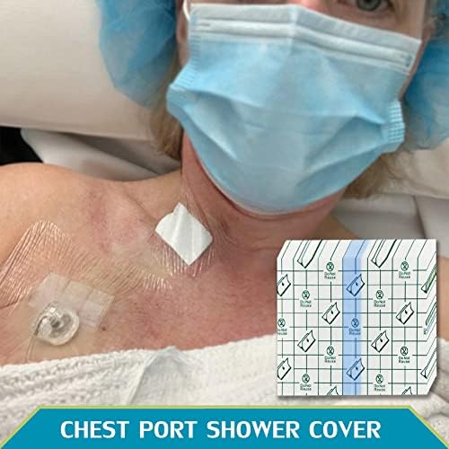 50 Pcs Chest Port Shower Cover Waterproof Adhesive Bandage Protector 4 x 4 Inch for Dialysis Catheter Chemo Hemodialysis Transparent Patch Surgery Wound Incision Water Barrier Stretch Dressing - Image 2
