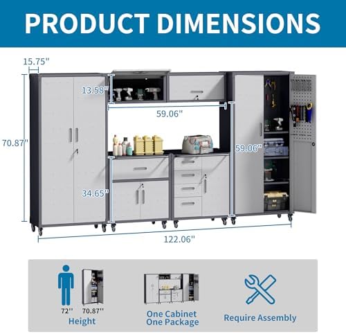 6-Piece Garage Storage Cabinets System Heavy Duty Workshop Set - Image 2