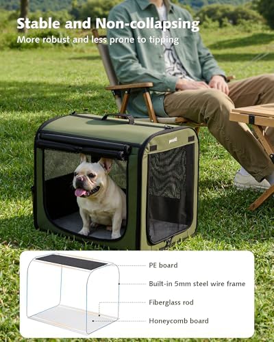 Dog Car Carrier Light Weight 24×17.7×20.5in, Foldable Dog Carrier, Green - Image 5