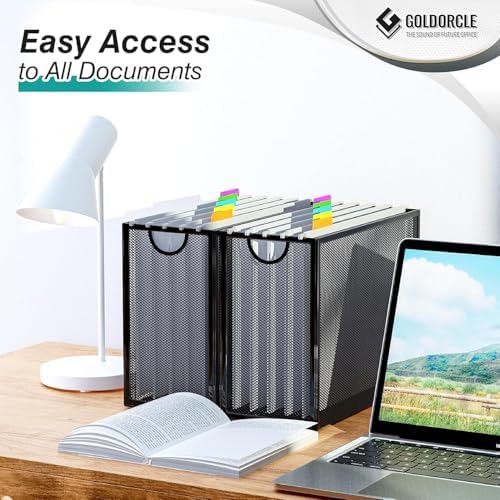 Letter-Size Hanging File Organizer with 5 Grey Holders(Gold) - Image 6