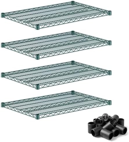 4 Pack 24" x 36" NSF Green Wire Shelves for Expanding Existing Commercial Storage Racks by Zedfire