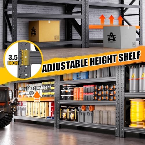 5 Set 6000LBS Heavy Duty Storage Shelves, 69"W Adjustable Garage Shelving Unit, Rust Proof Large Metal Storage Rack, 24"D x 69"W x 64"H Industrial Shelving for Warehouse, Basement, Supermarket - Image 5