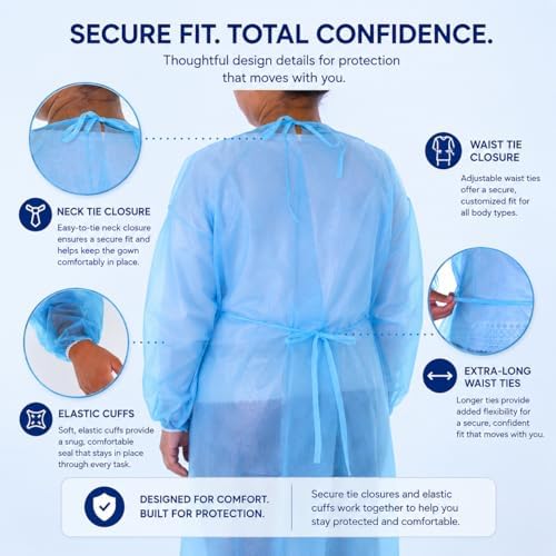 Dealmed Blue Isolation Gown - Disposable, Latex-Free, Case of 50 - Image 7