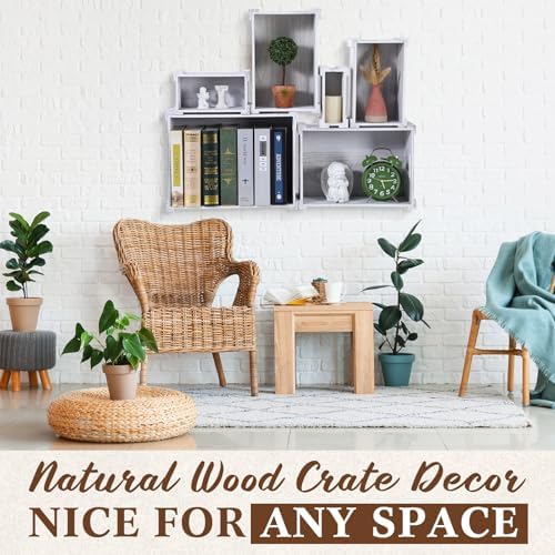 AceOrbit 6 Pcs Decorative Wood Crates with Handle for Display, Vinage White - Image 6
