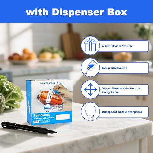 NATURALABEL 300 Removable Freezer Labels with Dispenser, 1" x 3" (Blue) - Image 5