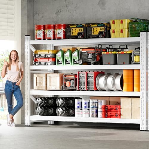 71.3" Wide Heavy Duty Garage Shelving Units,5000LBS Deep Storage Shelves,White Metal Garage Shelves,Steel Shelf,Large Storage Rack,Industrial Shelving for Shop,Warehouse,Basement,71.3"W x 24"D x 70"H - Image 4
