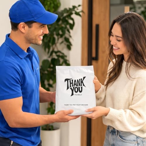 POLYSELLS Thank You Poly Mailers 14.5x19 inches 50 Pcs Waterproof Self-Sealing Shipping Bags for Clothing | White - Image 6