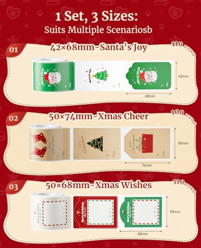 NIIMBOT 3 Rolls Christmas Thermal Label Paper for B1/B21/B2/PRO Label Maker - Image 2