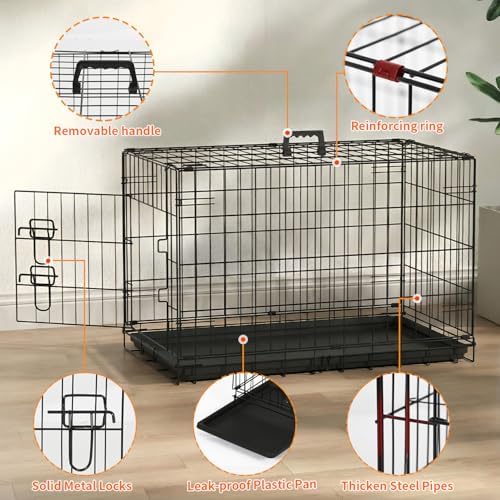 FDW | 30" Foldable Metal Dog Crate | Dark Black | Cage for Medium Dogs - Image 5