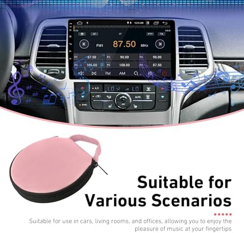 DVD Case, 20 Capacity Oxford Cloth CD/DVD Case Holders, Waterproof DVD Storage Binder with Reinforced Handle, Universal for Car Office Living Room Home Travel (Pink) - Image 7