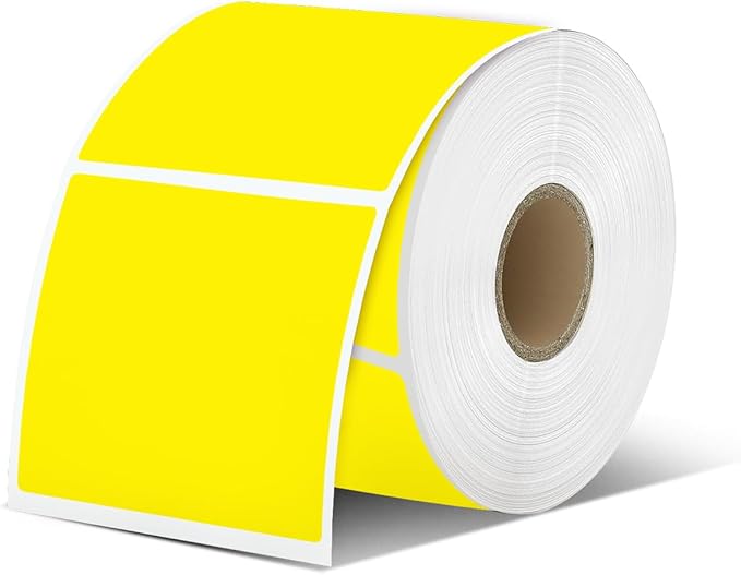 iEager Yellow Square Thermal Label Stickers, 500 Sheets/Roll by iEager