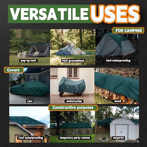 RAINDEWAY Small Tarps 4x10 Feet(2 Pack),Multipurpose Green Tarp Waterproof - Image 7