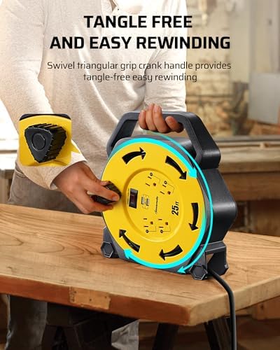 DEWENWILS 25FT Extension Cord Reel, Hand Wind Retractable Cord Reel - Image 5