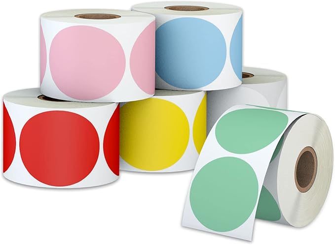 2" Color Circle Direct Thermal Labels, Self-Adhesive Round Direct Thermal by Anylabel