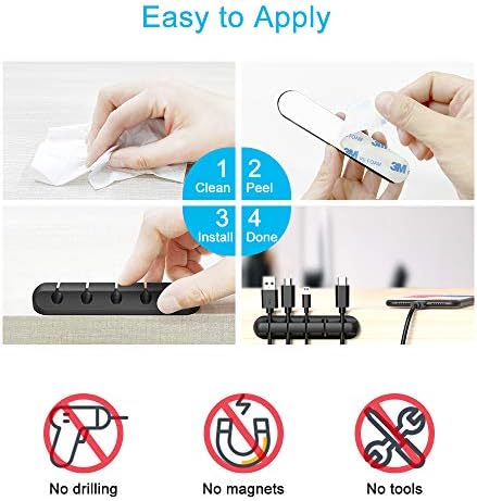 INCHOR Cord Organizer for Desk, Cable Organizer Cable Clips Holder Black - Image 6