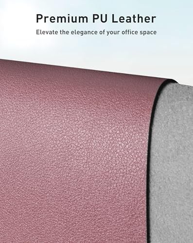Aothia Faux Leather Desk Mat - Large Mouse Pad, Non-Slip PU Leather Blotter, Waterproof Writing Surface for Office and Home (Dark Pink, 63" x 17") - Image 2