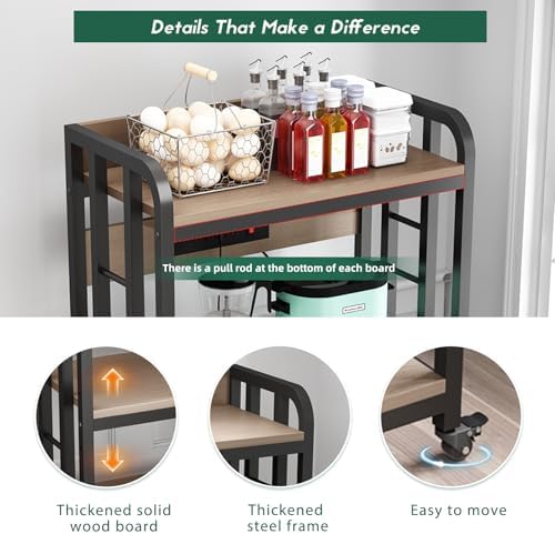 Bakers Rack with Power Outlet ，4-Tier Kitchen Baker's Rack,Microwave Cart - Image 6