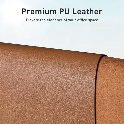 Aothia Faux Leather Desk Mat - Non-Slip PU Leather Desk Blotter, Waterproof Writing Surface, Large Desk Pad for Office & Home (Brown, 55" x 24") - Image 2