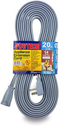 Heavy Duty 20 FT Air Conditioner and Major Appliance Extension Cord UL Listed 14 Gauge, 125V, 15 Amps, 1875 Watts Grounded 3-PRONGED Cord by POWTECH