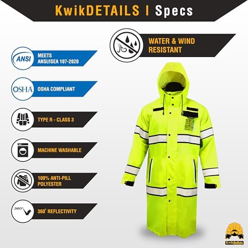 KwikSafety - Charlotte, NC - TORRENT Rain Jacket & Trench Coat ANSI OSHA Class 3 High Visibility Jacket Hi Vis Rain Gear - Image 6