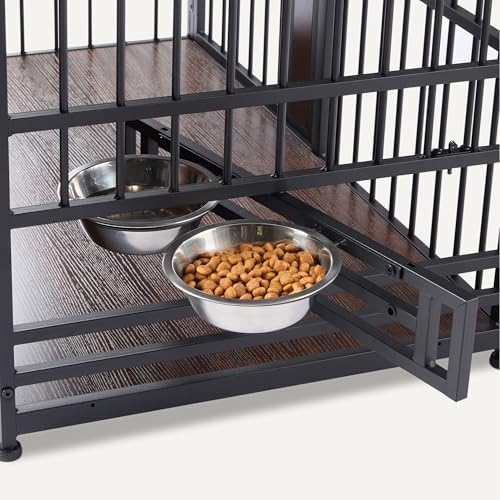 Amazon Basics Furniture Style Dog Crate, Sturdy Wooden Pet Kennel, Two Bowls Included, 41" x 23.6" x 29.5", Walnut - Image 3