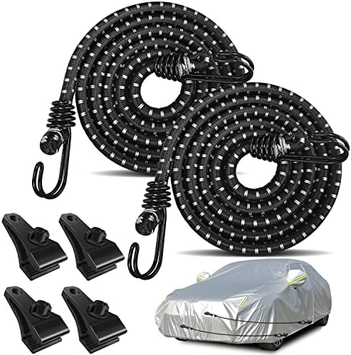 Hlogree 2PCS Car Cover Gust Straps Wind Protector,Bungee Cords Hook Clips by HLOGREE