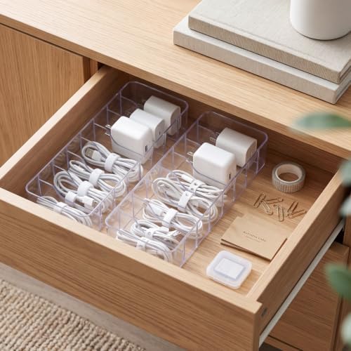 Tatuo Cord Organizer Box with Lid, Clear, 2 Pack - Image 4
