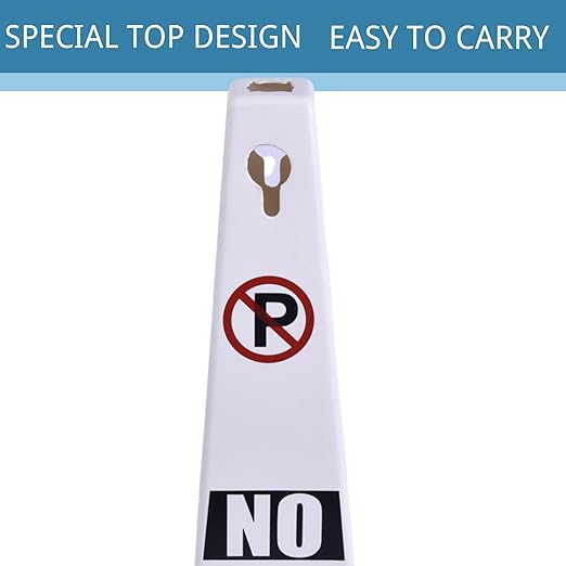 BESEA White No Parking Cone White Caution 4 Sided No Parking Cone Reserved - Image 4