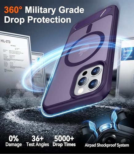 Temdan Magnetic Compatible with iPhone 12 Case & iPhone 12 Pro Case, [Built-in Invisible Kickstand][Compatible with MagSafe][Military Grade Shockproof] Slim Translucent Matte Phone Case 6.1" - Image 4