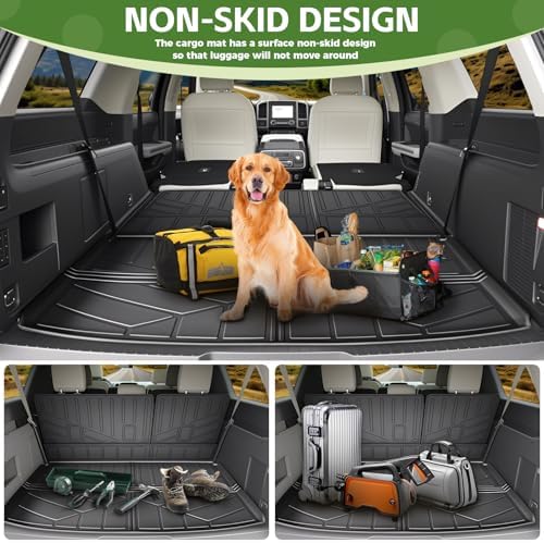Cargo Liners for 2018-2024 Ford Expedition Max/Lincoln Navigator L Trunk Mat with Seat Back Cover Accessories, All Weather Rear Cargo Mat Backrest Protector(Only for Max & L Models) - Image 4