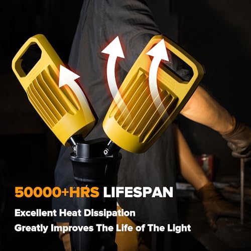 LUTEC Work Light with Stand, 12000 Lumen Dual-Head LED Work Light with Telescoping Tripod, Portable Corded LED Job Site Lighting 5000K 100W Indoor Outdoor Lighting - Image 7