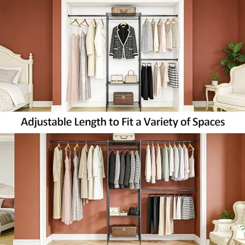 IZEUK Heavy Duty Garment Rack Wire Clothes Rack for Hanging Clothes (Black, 3 Tier with 3 Rod) - Image 2