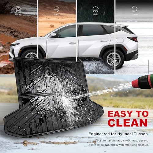 Cargo Mat for 2022-2026 Hyundai Tucson - All Weather Cargo Liner with Backrest Mats TPE Trunk Mat Seatback Protector for 2026 2025 2024 2023 2022 Tucson Accessories Cargo Tray Black - Image 6