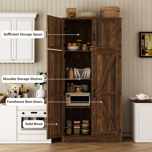 Unikito 71” Tall Kitchen Pantry Storage Cabinet with Adjustable Shelves - Image 6