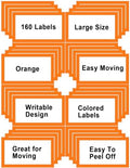 6 x 4 inch Large Moving Labels for Boxes, Blank Moving Boxes Labels Stickers, 160pcs 8 Color Coded Moving Stickers Packing Labels Stickers for Home Organization Projects, Kitchen, Storage Bins, Orange by Gicare