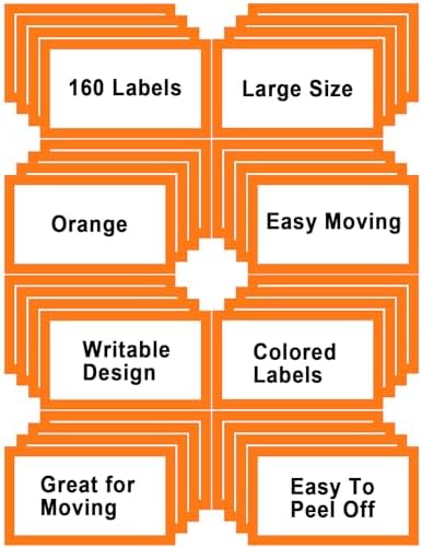 6 x 4 inch Large Moving Labels for Boxes, Blank Moving Boxes Labels Stickers, 160pcs 8 Color Coded Moving Stickers Packing Labels Stickers for Home Organization Projects, Kitchen, Storage Bins, Orange by Gicare