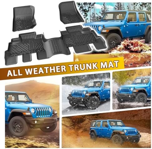 Powerty Floor Mats for Jeep Wrangler JK 2014-2018 Unlimited 4-Door (NOT for JL or 2-Door) All Weather 3D TPE Anti-Slip Car Liners for 1st & 2nd Row Accessories - Image 4