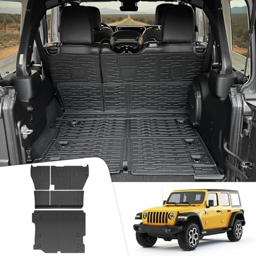 Cargo Mats for 2018-2026 Jeep Wrangler JL Unlimited 4X4 Trunk Mat with Backrest Liner, All Weather TPE Protector Rear Back Seat Mats for 18-26 Wrangler JL 4X4 4 Door Accessories by JTYZSM