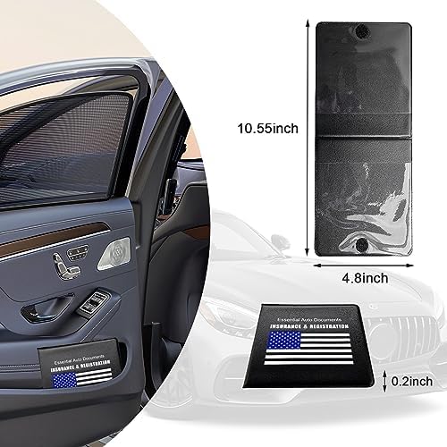 Ziciner Car Registration Insurance Holder, 2Pack Essential Auto Card Document Glove Box Organizer with Touch Fastener, Vehicle Interior Accessories Perfect for Most Car, Truck, SUV (Black/Blue Flag) - Image 2