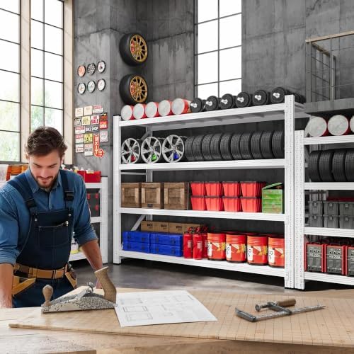 79” Wide Heavy Duty Metal Garage Shelving, White Storage Shelf - Image 3