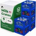 EconoHome Milk Crate - Stackable Storage Crate with Built-In Handles - Heavy Duty Plastic Material - Ventilated Organizer Bin for Garage, Pantry, Classroom, Office & Moving - Blue, 13x13x11, 6-Pack by EconoHome