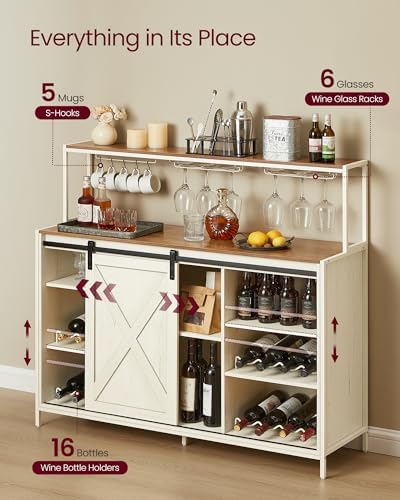 VASAGLE Coffee Bar, Buffet Cabinet with LED Light and Power Outlet - Image 6