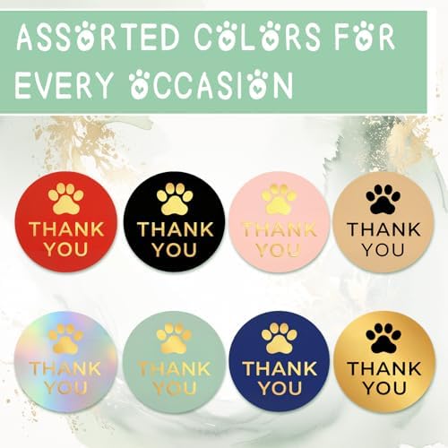 500 Pcs Thank You Dog Stickers Dog Paw Print Thank You Stickers for Shipping Mailers, Bags, Boxes, Tags, Greeting Cards, Present for Sealing and Decoration(Green) - Image 5