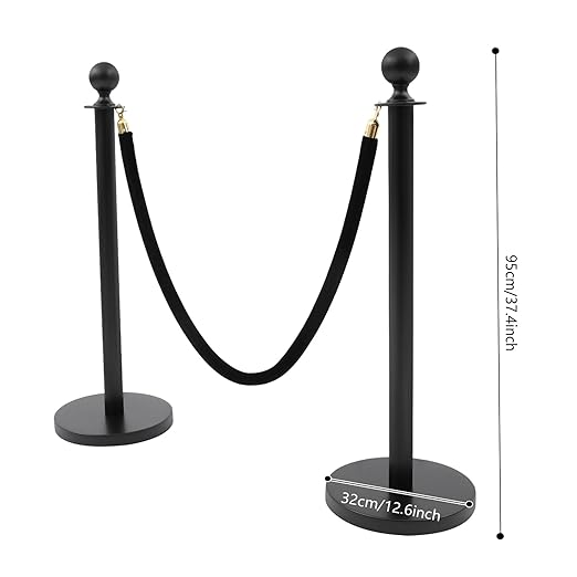 Stanchion Posts Crowd Control Barriers, 201 Stainless Steel 12 Posts 8 Ropes - Image 6