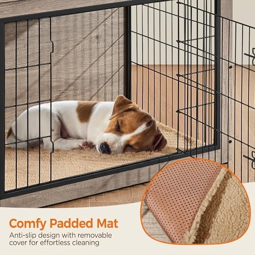 Yaheetech 38in Wooden Dog Crate Furniture w/Cushion for Medium Dogs, Gray - Image 7
