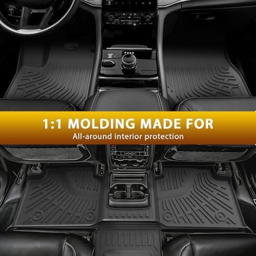 Powerty Floor Mats Cargo Liner for Jeep Grand Cherokee L 2021-2025(6-Seater w/o 2nd Row Center Armrest Only) All Weather 3D TPE Anti-Slip Car Protection, 1st & 2nd Row Set with Cargo Mat Accessories - Image 6