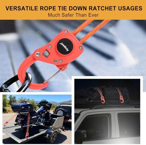 Ayaport Rope Tie Down Ratchet with Carabiner Clip 1/4" x 12', 4pcs - Image 4