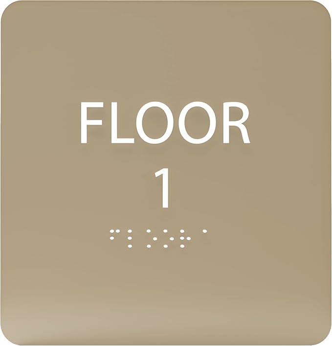Light Brown ADA Floor 1 Sign by ADACentralSigns