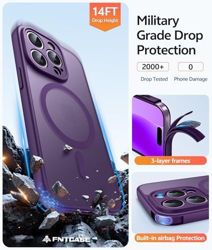 FNTCASE for iPhone 14 Pro Max Case, Fit for Magsafe, Glass Screen Protector - Image 5