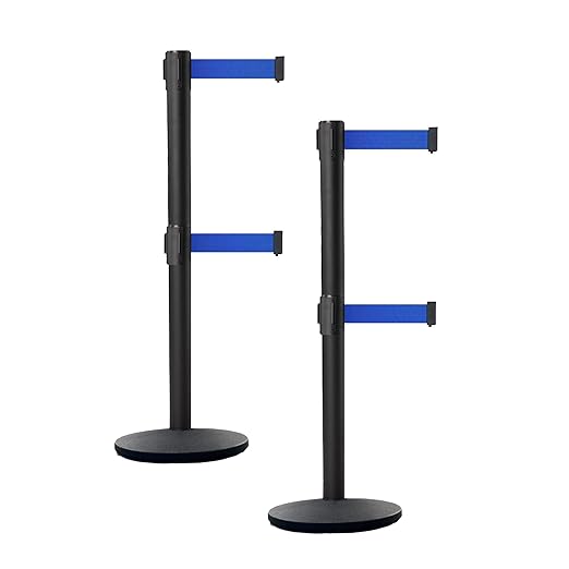 Crowd Control Warehouse CCW Set of 2 Dual Retractable Belt Barrier Stanchion by Crowd+Control+Warehouse